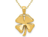 14K Yellow Gold Four-Leaf Clover Charm Pendant Necklace with Chain